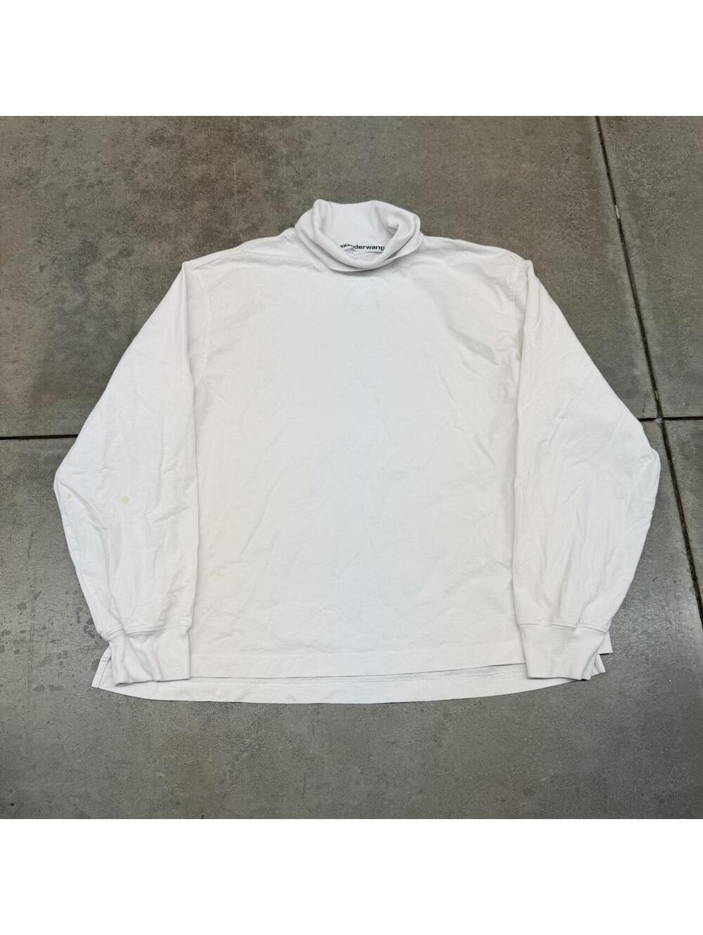 alexander wang white turtle neck long sleeve shirt size large HAS STAINS